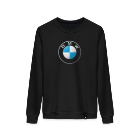 Женский свитшот хлопок с принтом BMW LOGO 2020 в Екатеринбурге, 100% хлопок | прямой крой, круглый вырез, на манжетах и по низу широкая трикотажная резинка  | bmw | bmw motorsport | bmw performance | carbon | m | motorsport | performance | sport | бмв | карбон | моторспорт | спорт