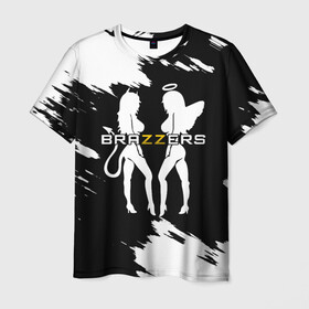 Мужская футболка 3D с принтом Brazzers в Екатеринбурге, 100% полиэфир | прямой крой, круглый вырез горловины, длина до линии бедер | brazzers | ана | ангел | бразерс | браззерс | братья | демон | звезда | надпись | прикол | проно хуб | сайт | 