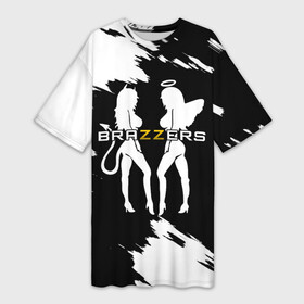 Платье-футболка 3D с принтом Brazzers в Екатеринбурге,  |  | brazzers | ана | ангел | бразерс | браззерс | братья | демон | звезда | надпись | прикол | проно хуб | сайт | 