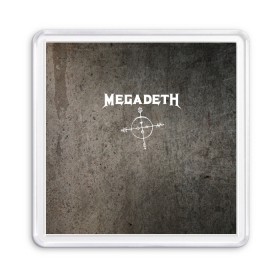 Магнит 55*55 с принтом Megadeth в Екатеринбурге, Пластик | Размер: 65*65 мм; Размер печати: 55*55 мм | dave mustaine | megadeth | music | rock | дирк вербурен | дэвид эллефсон | дэйв мастейн | кико лоурейро | мегадеф | музыка | рок | трэш метал | хард рок | хеви метал