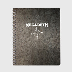 Тетрадь с принтом Megadeth в Екатеринбурге, 100% бумага | 48 листов, плотность листов — 60 г/м2, плотность картонной обложки — 250 г/м2. Листы скреплены сбоку удобной пружинной спиралью. Уголки страниц и обложки скругленные. Цвет линий — светло-серый
 | Тематика изображения на принте: dave mustaine | megadeth | music | rock | дирк вербурен | дэвид эллефсон | дэйв мастейн | кико лоурейро | мегадеф | музыка | рок | трэш метал | хард рок | хеви метал