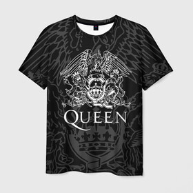 Мужская футболка 3D с принтом QUEEN в Екатеринбурге, 100% полиэфир | прямой крой, круглый вырез горловины, длина до линии бедер | queen | rock | we will rock you | брайан мэи | группа queen | группа квин | джон дикон | квин | королева | король | роджер тейлор | рок | фредди меркьюри