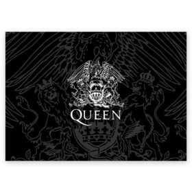 Поздравительная открытка с принтом QUEEN в Екатеринбурге, 100% бумага | плотность бумаги 280 г/м2, матовая, на обратной стороне линовка и место для марки
 | Тематика изображения на принте: queen | rock | we will rock you | брайан мэи | группа queen | группа квин | джон дикон | квин | королева | король | роджер тейлор | рок | фредди меркьюри