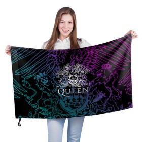 Флаг 3D с принтом QUEEN в Екатеринбурге, 100% полиэстер | плотность ткани — 95 г/м2, размер — 67 х 109 см. Принт наносится с одной стороны | queen | rock | we will rock you | брайан мэи | группа queen | группа квин | джон дикон | квин | королева | король | роджер тейлор | рок | фредди меркьюри