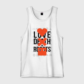 Мужская майка хлопок с принтом LOVE DEATH ROBOTS (LDR) в Екатеринбурге, 100% хлопок |  | death | fantastic | future | ldr | love | love death and robots | love death robots | netflix | robots | sci fi | будущее | лдр | любовь | нетфликс | роботы | фантастика
