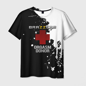 Мужская футболка 3D с принтом Brazzers orgasm donor	 в Екатеринбурге, 100% полиэфир | прямой крой, круглый вырез горловины, длина до линии бедер | brazzers | ананизм | бразерс | браззерс | братья | звезда | мостурба | надпись | прикол | проно хуб | сайт | с