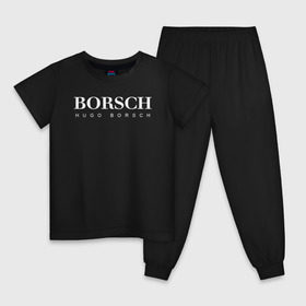 Детская пижама хлопок с принтом BORSCH hugo borsch в Екатеринбурге, 100% хлопок |  брюки и футболка прямого кроя, без карманов, на брюках мягкая резинка на поясе и по низу штанин
 | borsch | boss | hugo borsch | hugo boss | антибренд | борщ | босс | бренд | брендовый | брэнд | знак | значок | как | лого | логотип | пародия | прикол | салон | салоновский | символ | фирменный | хуго