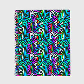 Тетрадь с принтом ГРАФФИТИ в Екатеринбурге, 100% бумага | 48 листов, плотность листов — 60 г/м2, плотность картонной обложки — 250 г/м2. Листы скреплены сбоку удобной пружинной спиралью. Уголки страниц и обложки скругленные. Цвет линий — светло-серый
 | doodling | pattern | textures | tiles | zentangle | абстракция | градиент | граффити | дудлинг | зентангл | красивые граффити | красивые картинки | паттерны | прикольные граффити | прикольные картинки | тайлы