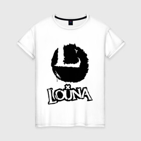 Женская футболка хлопок с принтом Louna в Екатеринбурге, 100% хлопок | прямой крой, круглый вырез горловины, длина до линии бедер, слегка спущенное плечо | louna | tracktor bowling | альтернативный метал | альтернативный рок | гранж | лу | луна | ню метал | панк рок | хард рок