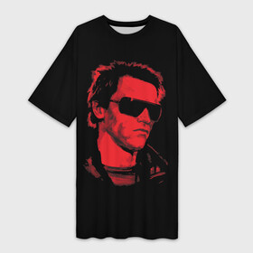 Платье-футболка 3D с принтом The Terminator 1984 в Екатеринбурге,  |  | 1984 | 84 | skynet | terminator | арни | арнольд | арт | железный | киборг | красный | первый | скайнет | теминатор один | терминатор | терминатор 1 | шварценеггер | шварцнеггер