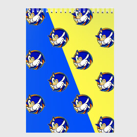Скетчбук с принтом Sonic - Соник в Екатеринбурге, 100% бумага
 | 48 листов, плотность листов — 100 г/м2, плотность картонной обложки — 250 г/м2. Листы скреплены сверху удобной пружинной спиралью | doodling | textures | tiles | дудлинг | ежик | персонаж | соник | тайлы | текстуры | фон