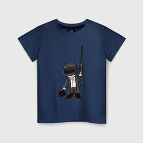 Детская футболка хлопок с принтом PUBG в Екатеринбурге, 100% хлопок | круглый вырез горловины, полуприлегающий силуэт, длина до линии бедер | игра | игрок | игры | оружие | пабг | пубг | сковородка | сковородка пабг | сковородка пубг | солдат | человечки | чибики
