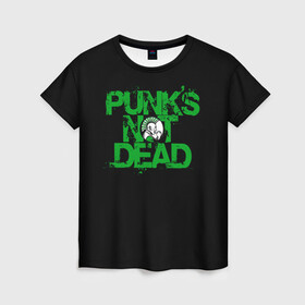 Женская футболка 3D с принтом Punks Not Dead в Екатеринбурге, 100% полиэфир ( синтетическое хлопкоподобное полотно) | прямой крой, круглый вырез горловины, длина до линии бедер | art | punk | punks not dead | rock | sons of anarchy | анархия | арт | группа | егор летов | логотип | музыка | надпись | панк | панк рок | прикольная | рок | свобода | хаос