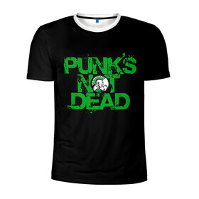 Мужская футболка 3D спортивная с принтом Punks Not Dead в Екатеринбурге, 100% полиэстер с улучшенными характеристиками | приталенный силуэт, круглая горловина, широкие плечи, сужается к линии бедра | art | punk | punks not dead | rock | sons of anarchy | анархия | арт | группа | егор летов | логотип | музыка | надпись | панк | панк рок | прикольная | рок | свобода | хаос