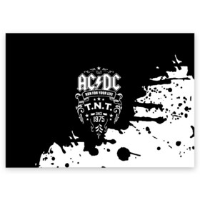 Поздравительная открытка с принтом AC/DC T.N.T. в Екатеринбурге, 100% бумага | плотность бумаги 280 г/м2, матовая, на обратной стороне линовка и место для марки
 | Тематика изображения на принте: ac dc | acdc | acdc ас дс | angus | back in black | highway to hell | mckinnon | young | австралийская | ангус янг | ас дс | асдс | блюз | в форме | гитара | группа | крис слэйд | метал | молния | музыка | п | певец | рок | рок н ролл