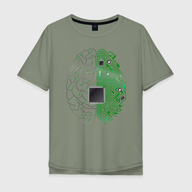 Мужская футболка хлопок Oversize с принтом Программист в Екатеринбурге, 100% хлопок | свободный крой, круглый ворот, “спинка” длиннее передней части | айтишник | голова | ии | кодер | компьютер | микросхема | мозг | парню | прикольная | программирование | программист | профессия | процессор | специальность | хобби | цп
