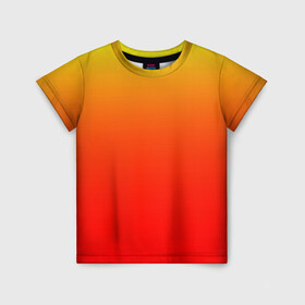 Детская футболка 3D с принтом Оранж в Екатеринбурге, 100% гипоаллергенный полиэфир | прямой крой, круглый вырез горловины, длина до линии бедер, чуть спущенное плечо, ткань немного тянется | orange | желто красный | кислотный | красно желтый | оранж | переход | текстуры | яркий