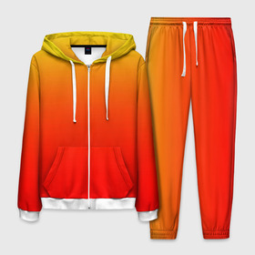 Мужской костюм 3D с принтом Оранж в Екатеринбурге, 100% полиэстер | Манжеты и пояс оформлены тканевой резинкой, двухслойный капюшон со шнурком для регулировки, карманы спереди | orange | желто красный | кислотный | красно желтый | оранж | переход | текстуры | яркий