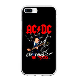 Чехол для iPhone 7Plus/8 Plus матовый с принтом AC DC let there be rock! в Екатеринбурге, Силикон | Область печати: задняя сторона чехла, без боковых панелей | Тематика изображения на принте: ac dc | acdc | acdc ас дс | angus | back in black | highway to hell | mckinnon | young | австралийская | ангус янг | ас дс | асдс | блюз | в форме | гитара | группа | крис слэйд | метал | молния | музыка | п | певец | рок | рок н ролл