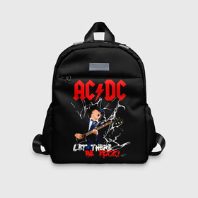 Детский рюкзак 3D с принтом AC/DC let there be rock! в Екатеринбурге, 100% полиэстер | лямки с регулируемой длиной, сверху петелька, чтобы рюкзак можно было повесить на вешалку. Основное отделение закрывается на молнию, как и внешний карман. Внутри дополнительный карман. По бокам два дополнительных кармашка | ac dc | acdc | acdc ас дс | angus | back in black | highway to hell | mckinnon | young | австралийская | ангус янг | ас дс | асдс | блюз | в форме | гитара | группа | крис слэйд | метал | молния | музыка | п | певец | рок | рок н ролл