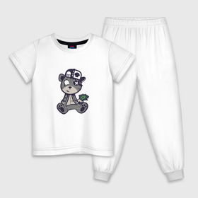 Детская пижама хлопок с принтом Крутой медведь Snoopi в Екатеринбурге, 100% хлопок |  брюки и футболка прямого кроя, без карманов, на брюках мягкая резинка на поясе и по низу штанин
 | Тематика изображения на принте: 
