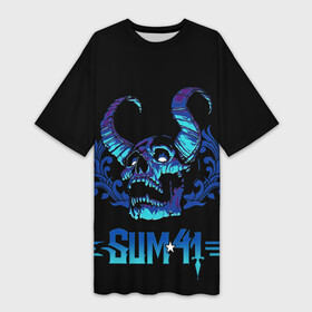 Платье-футболка 3D с принтом Horned skull в Екатеринбурге,  |  | order in decline | punk | punk rock | rock | sum 41 | sum41 | марк спиколак | панк рок | поп панк | рок | рок группа | сам фоти уан