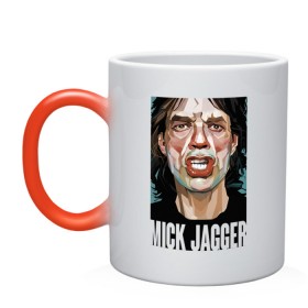 Кружка хамелеон с принтом MICK JAGGER в Екатеринбурге, керамика | меняет цвет при нагревании, емкость 330 мл | Тематика изображения на принте: mick jagger | music | rock | rolling stones | музыка | рок