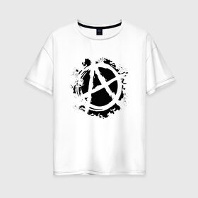 Женская футболка хлопок Oversize с принтом АНАРХИЯ в Екатеринбурге, 100% хлопок | свободный крой, круглый ворот, спущенный рукав, длина до линии бедер
 | anarchy | blood | paints | riot | rock | анархия | брызги | бунт | знаки | кровь | музыка | панки | рок | символ