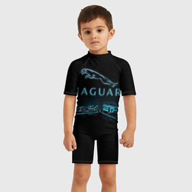 Детский купальный костюм 3D с принтом Jaguar | Ягуар в Екатеринбурге, Полиэстер 85%, Спандекс 15% | застежка на молнии на спине | auto | jaguar | xf | xk | авто | автомобиль | ам | машина | машины | ягуар