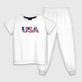 Детская пижама хлопок с принтом USA в Екатеринбурге, 100% хлопок |  брюки и футболка прямого кроя, без карманов, на брюках мягкая резинка на поясе и по низу штанин
 | america | la | ny | usa | америка | американская мечта | доллар | запад | калифорния | соедененые штаты | статуя свободы | флаг сша