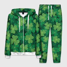 Мужской костюм 3D с принтом Ирландский клевер в Екатеринбурге, 100% полиэстер | Манжеты и пояс оформлены тканевой резинкой, двухслойный капюшон со шнурком для регулировки, карманы спереди | clover | day | ireland.lucky | irish | patrick | patricks | shamrock | день | зеленая | зеленый | ирландский | клевер | купить | патрик | патрика | святого | святой