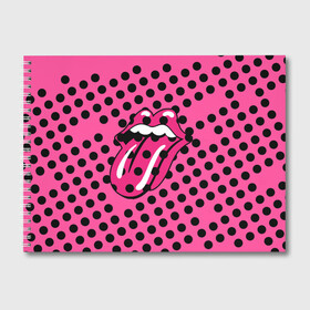Альбом для рисования с принтом rolling stones pink logo в Екатеринбурге, 100% бумага
 | матовая бумага, плотность 200 мг. | mick jagger | music | rock | rolling stones | музыка | рок