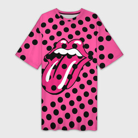 Платье-футболка 3D с принтом rolling stones pink logo в Екатеринбурге,  |  | mick jagger | music | rock | rolling stones | музыка | рок