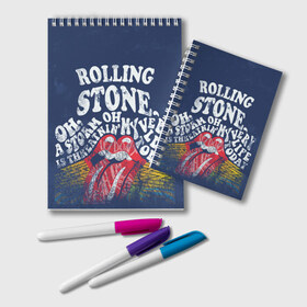 Блокнот с принтом Rolling Stone в Екатеринбурге, 100% бумага | 48 листов, плотность листов — 60 г/м2, плотность картонной обложки — 250 г/м2. Листы скреплены удобной пружинной спиралью. Цвет линий — светло-серый
 | Тематика изображения на принте: mick jagger | music | rock | rolling stones | музыка | рок
