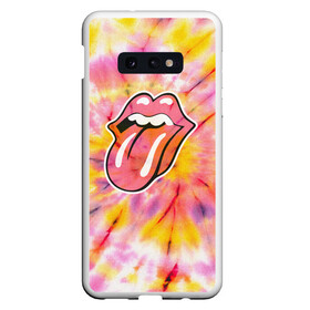 Чехол для Samsung S10E с принтом Rolling Stones tie-dye в Екатеринбурге, Силикон | Область печати: задняя сторона чехла, без боковых панелей | Тематика изображения на принте: mick jagger | music | rock | rolling stones | музыка | рок