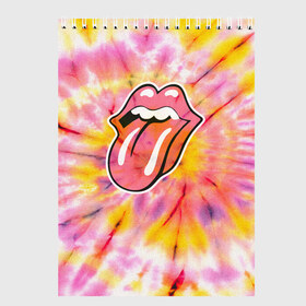 Скетчбук с принтом Rolling Stones tie-dye в Екатеринбурге, 100% бумага
 | 48 листов, плотность листов — 100 г/м2, плотность картонной обложки — 250 г/м2. Листы скреплены сверху удобной пружинной спиралью | mick jagger | music | rock | rolling stones | музыка | рок