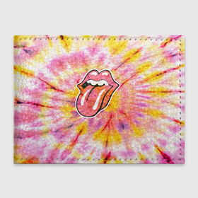 Обложка для студенческого билета с принтом Rolling Stones tie dye в Екатеринбурге, натуральная кожа | Размер: 11*8 см; Печать на всей внешней стороне | mick jagger | music | rock | rolling stones | музыка | рок