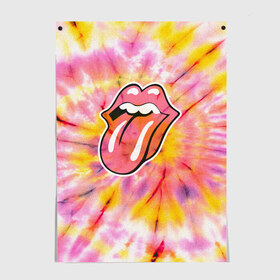 Постер с принтом Rolling Stones tie-dye в Екатеринбурге, 100% бумага
 | бумага, плотность 150 мг. Матовая, но за счет высокого коэффициента гладкости имеет небольшой блеск и дает на свету блики, но в отличии от глянцевой бумаги не покрыта лаком | mick jagger | music | rock | rolling stones | музыка | рок