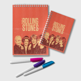 Блокнот с принтом The Rolling Stones в Екатеринбурге, 100% бумага | 48 листов, плотность листов — 60 г/м2, плотность картонной обложки — 250 г/м2. Листы скреплены удобной пружинной спиралью. Цвет линий — светло-серый
 | Тематика изображения на принте: mick jagger | music | rock | rolling stones | музыка | рок
