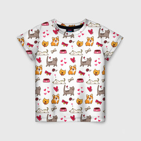 Детская футболка 3D с принтом Домашние питомцы в Екатеринбурге, 100% гипоаллергенный полиэфир | прямой крой, круглый вырез горловины, длина до линии бедер, чуть спущенное плечо, ткань немного тянется | Тематика изображения на принте: cat | cats | corgi | dog | kitten | друг | корги | кот | котенок | котики | коты | котята | котятки | кошки | лапа | лапки | лапы | пёс | питомец | питомцы | псы | собака | собаки | собачки