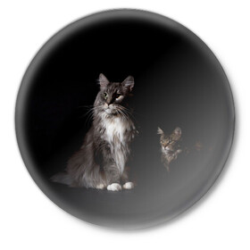 Значок с принтом Котики в Екатеринбурге,  металл | круглая форма, металлическая застежка в виде булавки | Тематика изображения на принте: animal | animals | beast | black | cat | kitten | животное | животные | зверек | зверь | кот | котейка | котенок | котики | котэ | кошка | кошки | мейн кун | черная