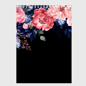 Скетчбук с принтом цветы на черном в Екатеринбурге, 100% бумага
 | 48 листов, плотность листов — 100 г/м2, плотность картонной обложки — 250 г/м2. Листы скреплены сверху удобной пружинной спиралью | 3d | big picture | красиво | прикольные картинки | цветы