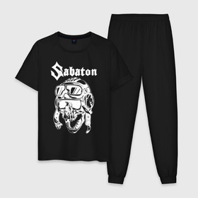 Мужская пижама хлопок с принтом Sabaton в Екатеринбурге, 100% хлопок | брюки и футболка прямого кроя, без карманов, на брюках мягкая резинка на поясе и по низу штанин
 | Тематика изображения на принте: battle | panzerkampf | primo victoria | sabaton | the art of war | the great war | атака мертвецов | бисмарк | броден | войны | группа | йоаким | латный ботинок | метал | ночные ведьмы | пауэр | рок | рыцарские доспехи | сабатон