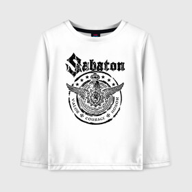 Детский лонгслив хлопок с принтом Sabaton в Екатеринбурге, 100% хлопок | круглый вырез горловины, полуприлегающий силуэт, длина до линии бедер | battle | panzerkampf | primo victoria | sabaton | the art of war | the great war | атака мертвецов | бисмарк | броден | войны | группа | йоаким | латный ботинок | метал | ночные ведьмы | пауэр | рок | рыцарские доспехи | сабатон