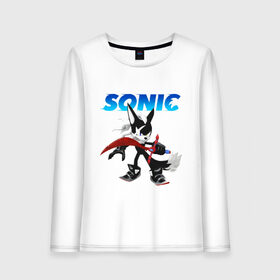 Женский лонгслив хлопок с принтом SONIC в Екатеринбурге, 100% хлопок |  | animal | games | hedgehog | sega | sonic | speed | speed sonic | быстрый ёж | ёж | ёжик | игры | персонаж | сега | синий ёж | скорость | соник