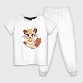 Детская пижама хлопок с принтом Мяут в Екатеринбурге, 100% хлопок |  брюки и футболка прямого кроя, без карманов, на брюках мягкая резинка на поясе и по низу штанин
 | аниме | мяут | покемон