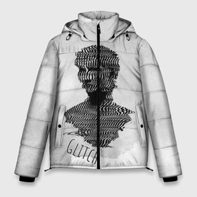 Мужская зимняя куртка 3D с принтом Бюст статуи Glitch face в Екатеринбурге, верх — 100% полиэстер; подкладка — 100% полиэстер; утеплитель — 100% полиэстер | длина ниже бедра, свободный силуэт Оверсайз. Есть воротник-стойка, отстегивающийся капюшон и ветрозащитная планка. 

Боковые карманы с листочкой на кнопках и внутренний карман на молнии. | face | glitch | glitch face | бюст | глитч | глич | искусство | психоделика | статуя | человек