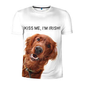 Мужская футболка 3D спортивная с принтом Ирландский сеттер в Екатеринбурге, 100% полиэстер с улучшенными характеристиками | приталенный силуэт, круглая горловина, широкие плечи, сужается к линии бедра | Тематика изображения на принте: irish | kiss me | kiss me im irish | ирландец | ирландия | ирландский | ирландский сеттер | красный сеттер | поцелуй меня я ирландец | рыжий сеттер | сеттер