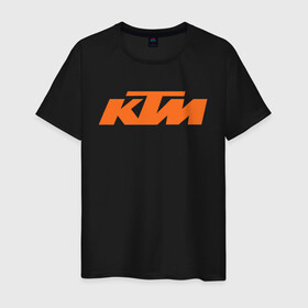 Мужская футболка хлопок с принтом кТм Лого в Екатеринбурге, 100% хлопок | прямой крой, круглый вырез горловины, длина до линии бедер, слегка спущенное плечо. | enduro | ktm | moto | motocycle | sportmotorcycle | ктм | мото | мотоспорт