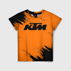Детская футболка 3D с принтом KTM в Екатеринбурге, 100% гипоаллергенный полиэфир | прямой крой, круглый вырез горловины, длина до линии бедер, чуть спущенное плечо, ткань немного тянется | Тематика изображения на принте: enduro | ktm | moto | motocycle | sportmotorcycle | ктм | мото | мотоспорт